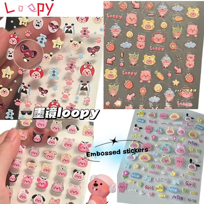 Nail Tech Accessories - Stiker timbul 3D berbentuk loopy, stiker