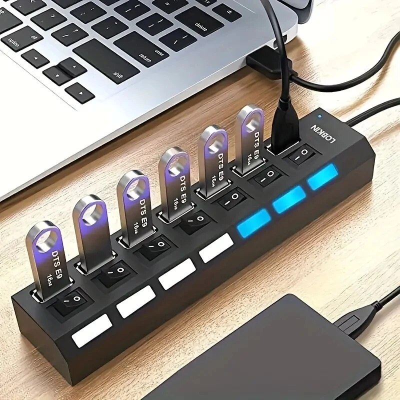 Usb Hub 7 Port - HUB 4/7 kecepatan tinggi 2.0 port,