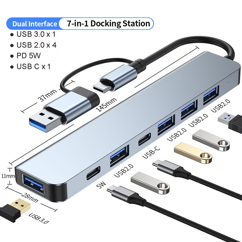 Usb Hub 7 Port - Hub Adaptor Ekstensi USB C 7