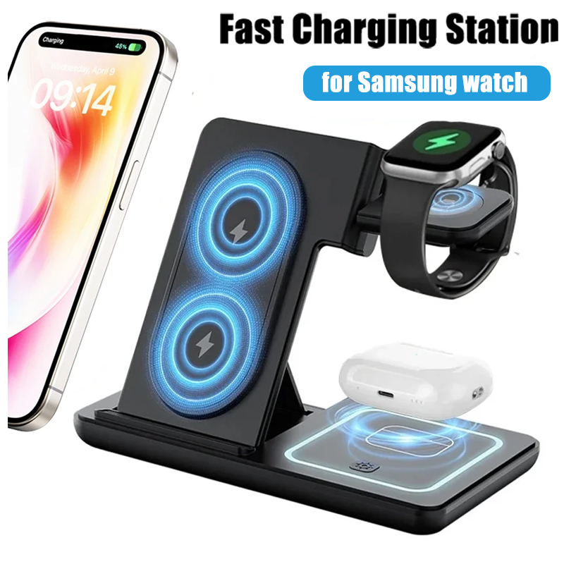 Wireless Charger 3 In 1 - Stasiun Pengisian Daya Nirkabel Lipat 3