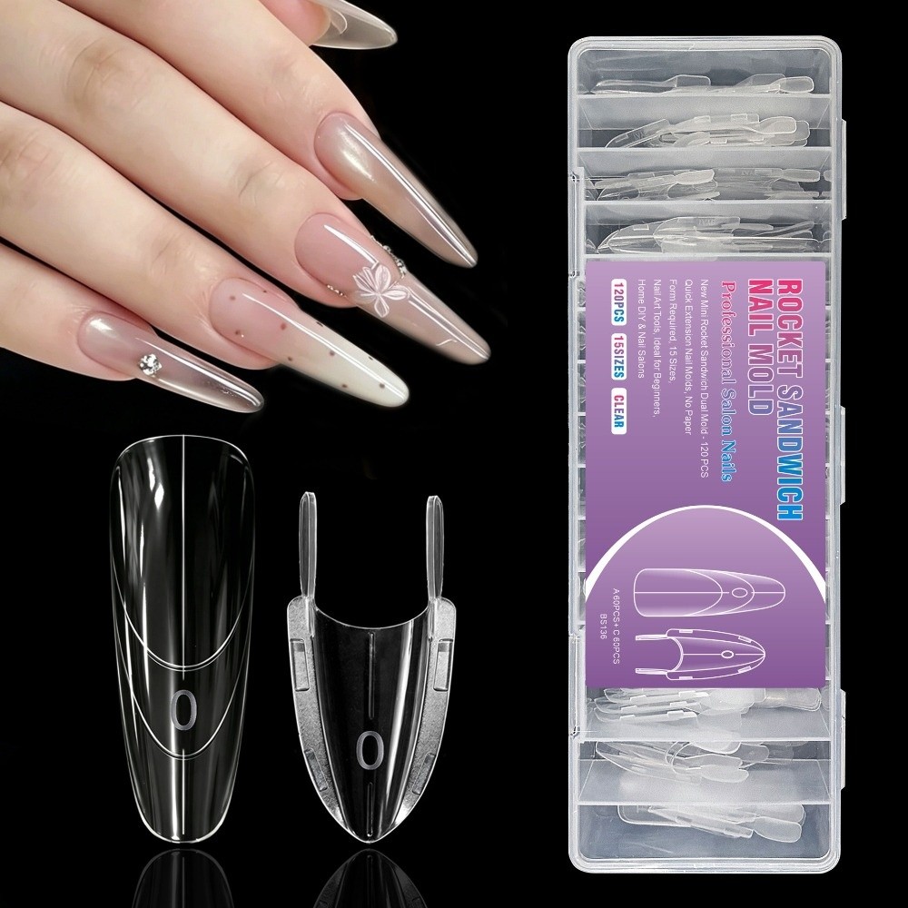 Nail Tech Accessories - 120pcs Cetakan Kuku Bentuk Roket Ganda