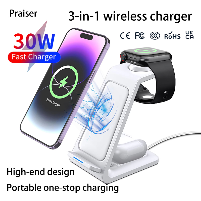 Wireless Charger 3 In 1 - 15W 3 in 1 Pengisi Daya