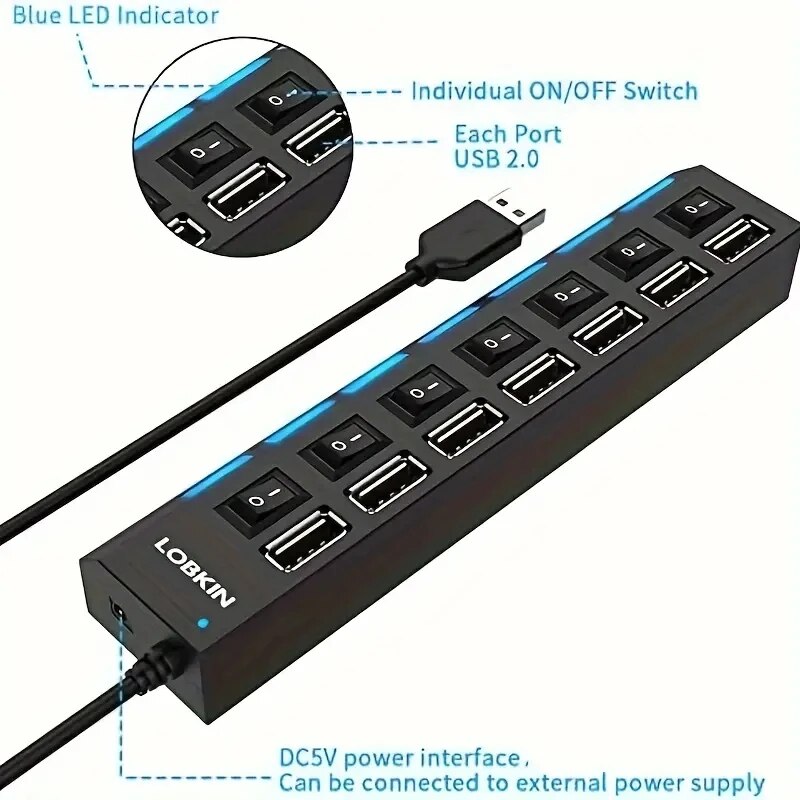 HUB 4/7 kecepatan tinggi 2.0 p - Usb Hub 7 Port ulasan dan harga