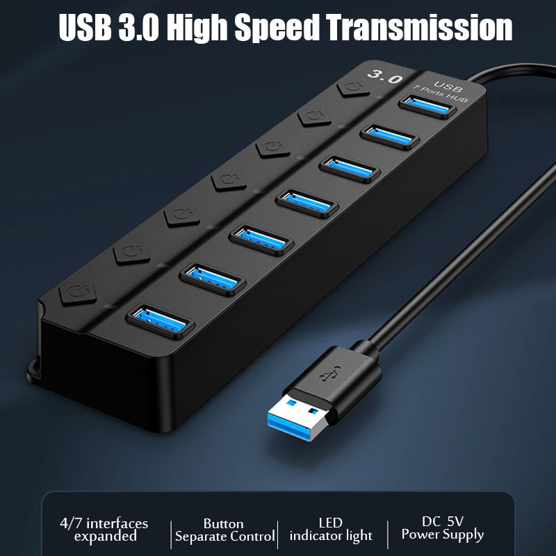 7 in 1 USB 3.0 Hub Multi USB S - Usb Hub 7 Port ulasan dan harga