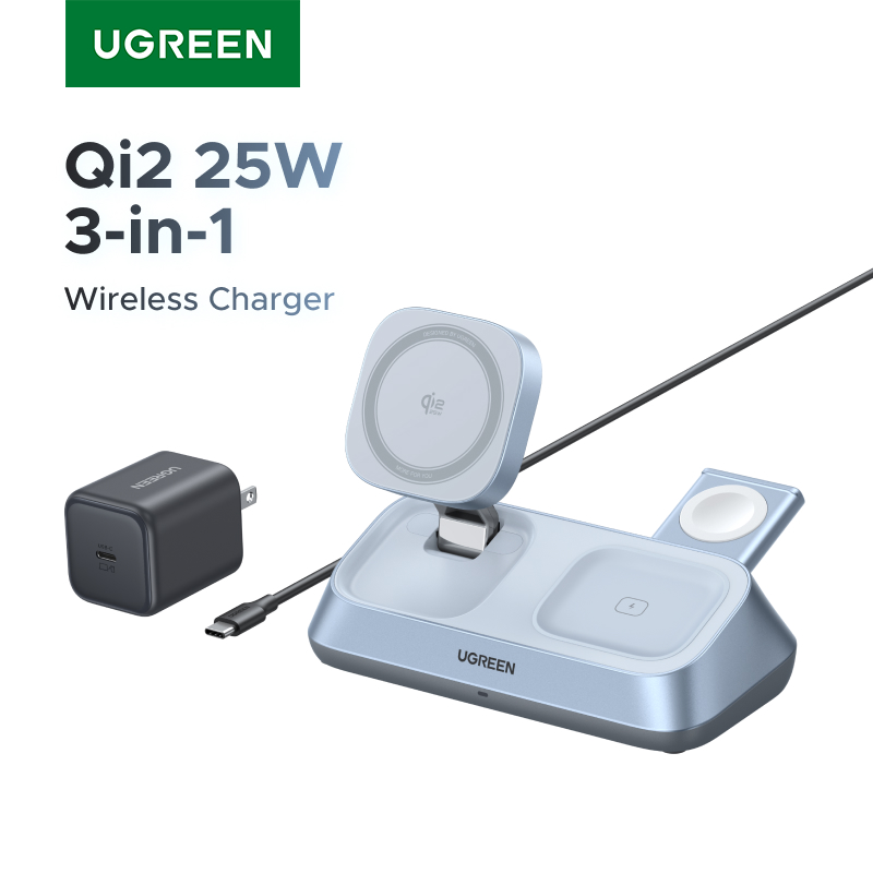 UGREEN Qi2 25W MAX Pengisi Day - Wireless Charger 3 In 1 ulasan dan harga