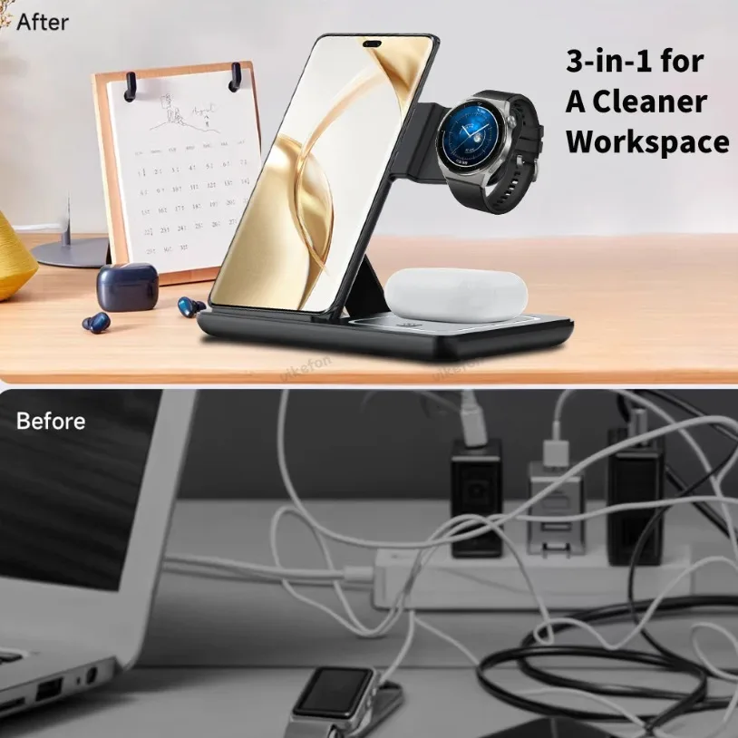 Stasiun Pengisian Daya Nirkabe - Wireless Charger 3 In 1 ulasan dan harga
