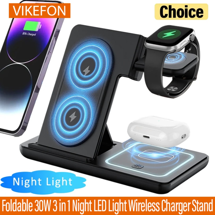 Dudukan Pengisi Daya Nirkabel  - Wireless Charger 3 In 1 ulasan dan harga