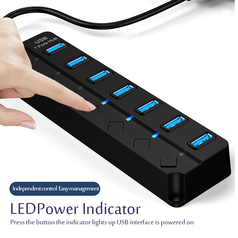 Adaptor Daya USB 3.0 4/7 Port, - Usb Hub 7 Port ulasan dan harga